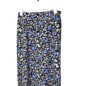Sag Harbor Floral Print Multicolor Elastic Waist Maxi‎ Skirt Vintage 90s Large